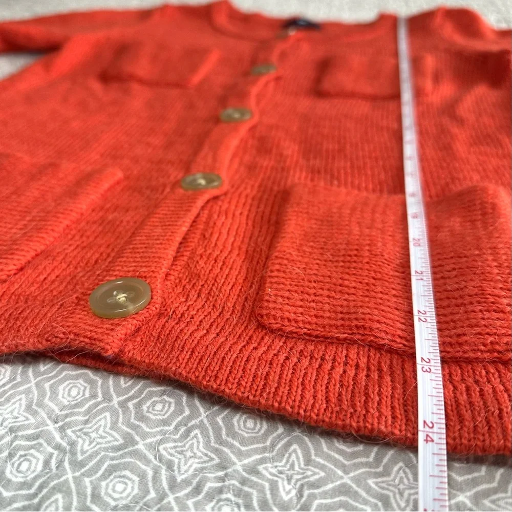 GAP Soft Alpaca Wool Blend Orange Button Up Cardigan Sweater Pockets Size M